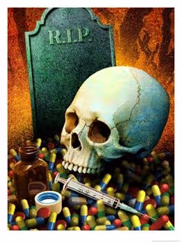 004C0406LLDrugs-Skull-and-a-Gravestone-Posters